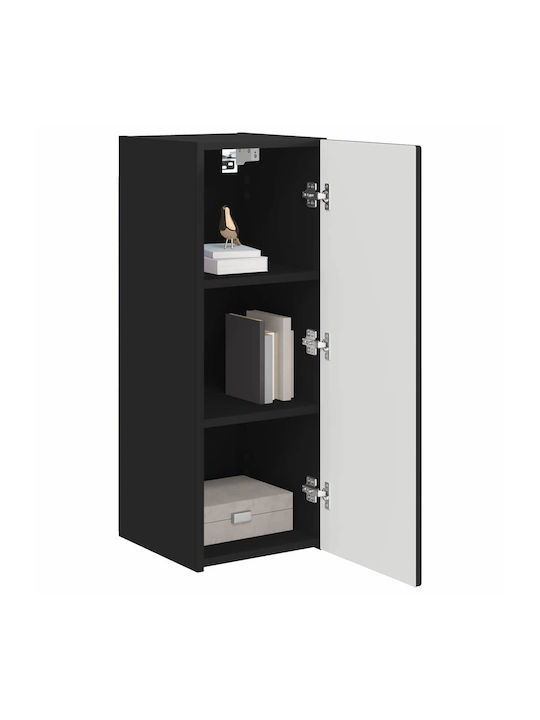Wall Living Room Cabinet Made of Particle Board Black 30x31x80cm