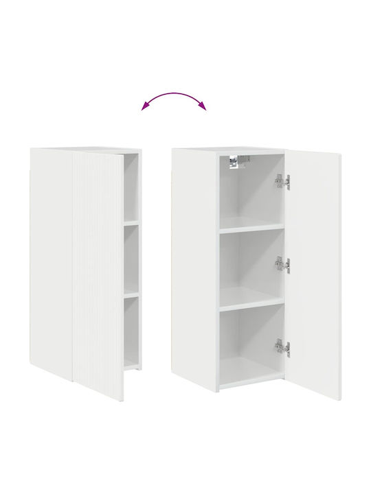 Wall Living Room Cabinet made of Particle Board Bright White 30x31x80cm