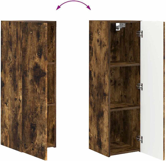 Wall Living Room Cabinet Made of Particle Board Smoked Oak 30x31x100cm