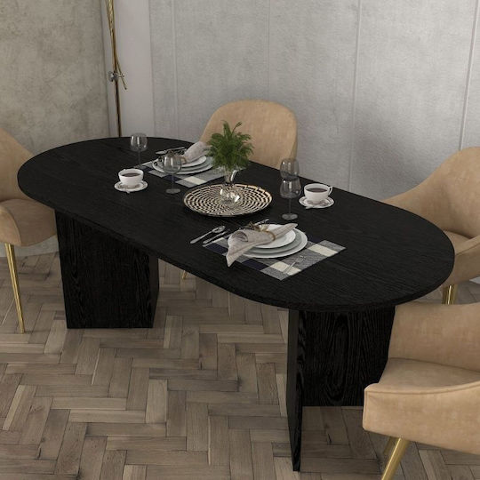 Cortado Oval Dining Room Wooden Table Sencron Black 200x90x74cm