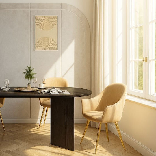 Cortado Oval Dining Room Wooden Table Sencron Black 200x90x74cm