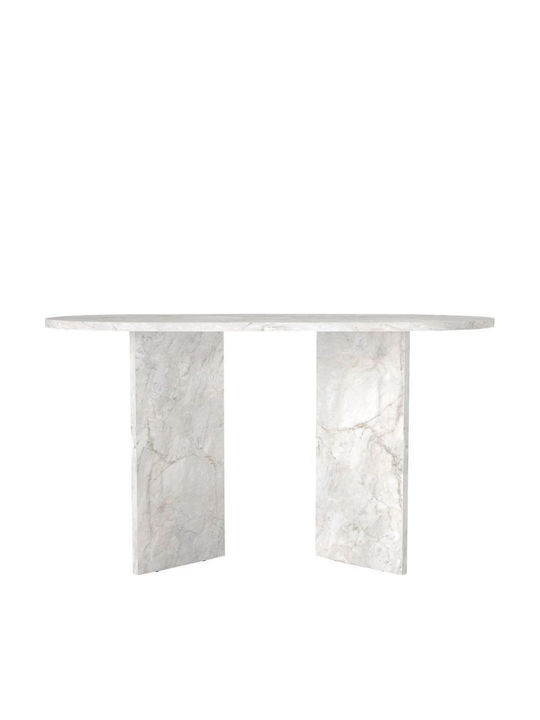 Cortado Dining Table Wooden White Marble Effect 138x80x75cm