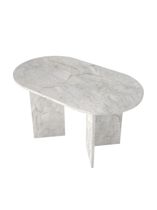 Cortado Dining Table Wooden White Marble Effect 138x80x75cm