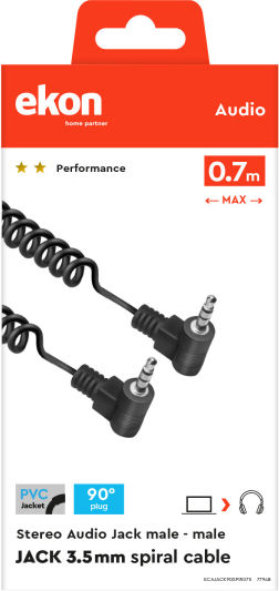 SBS Καλώδιο Ήχου 3.5mm male - 3.5mm male Μαύρο 0.75m JACK90SPIR075