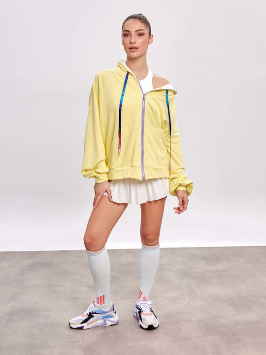 Women's Cardigan with Zipper Yellow