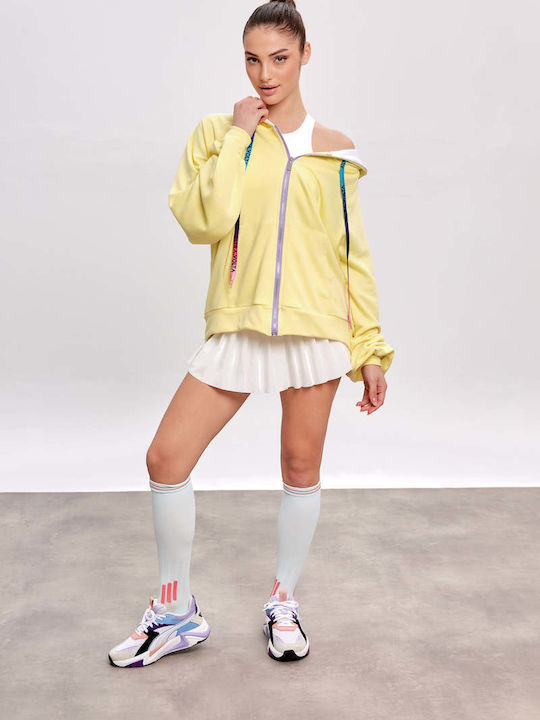 Women's Cardigan with Zipper Yellow