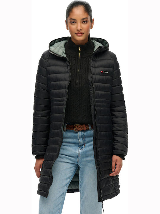 Fuji Γυναικείο Puffer Μπουφάν για Χειμώνα Μαύρο