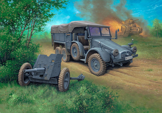 Assembly Model Revell Starter Kit Truck Krupp Protze Kfz 69 3.7cm 61 Pieces