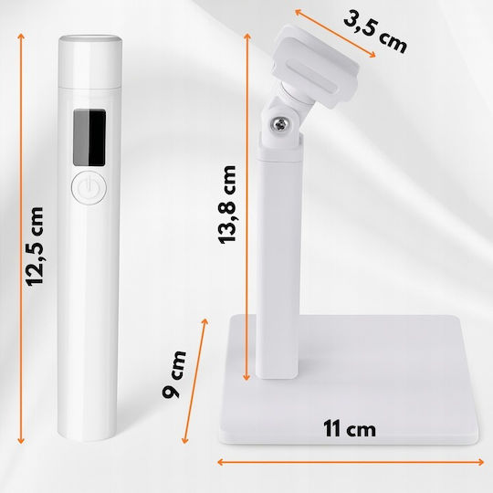 Мини UV Лампа Стойка Zola Маникюр Педикюр 3W LCD Дисплей Пластмасова Бяла