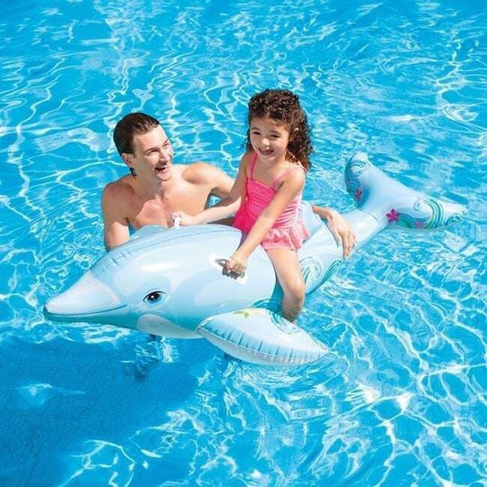 Saltea Gonflabilă Pentru Copii Ride On Delfin Albastru Deschis 175x66cm
