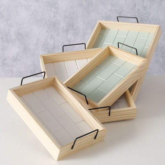 MSA Δίσκοι Serviertabletts 2/Set 2 Weiße Grüne 31x20x8cm 41x30x8cm