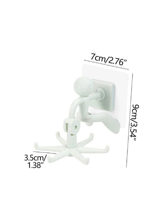 Selbstklebender Drehbarer Badezimmerhaken 360° 6 Haken Weiß