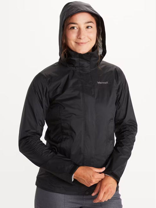 Precip Eco Pliabil Jachetă Dama Alergare Waterproof Negru