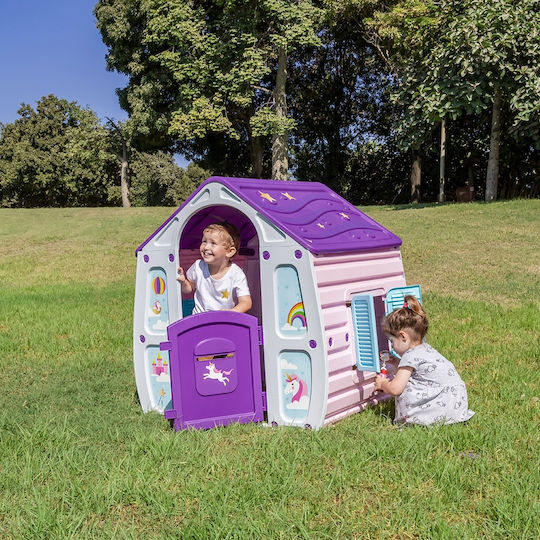 Chipolino Căsuță De Joacă Pentru Copii Unicorn Cu Gard Mov 90x102x109cm