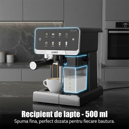 Samus Infinity 20 Mașină de Espresso 1350W Presiune 20bar pentru Cappuccino Neagră