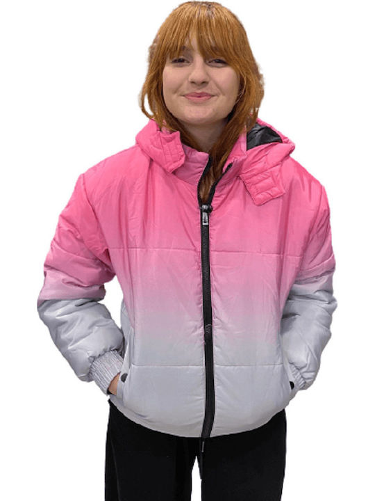 Kurz Damen Puffer Jacke für Winter Rosa