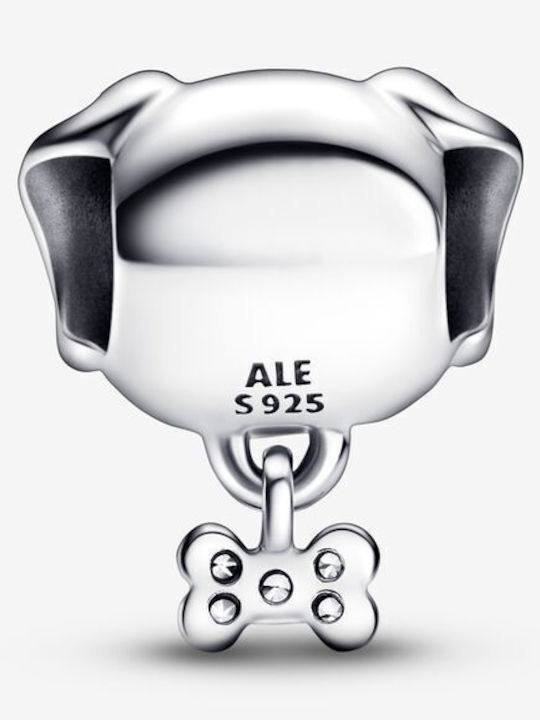 Pandora Pet Dog & Bone Charm από Ασήμι με Ζιργκόν