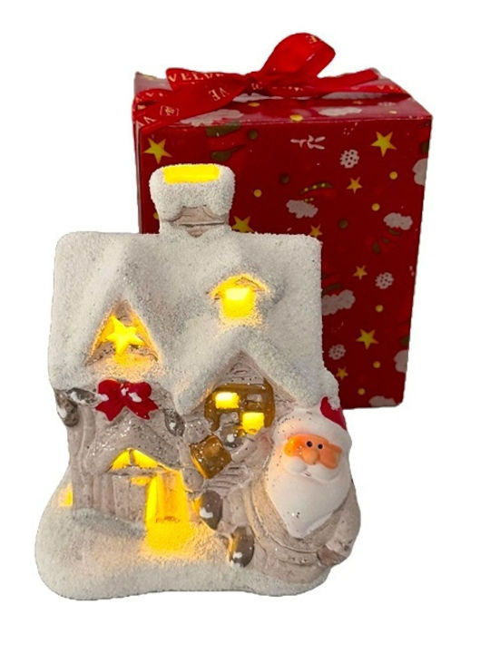 Velve Weihnachts- Beleuchtete Dekorative Darstellung Weiß 15x12cm