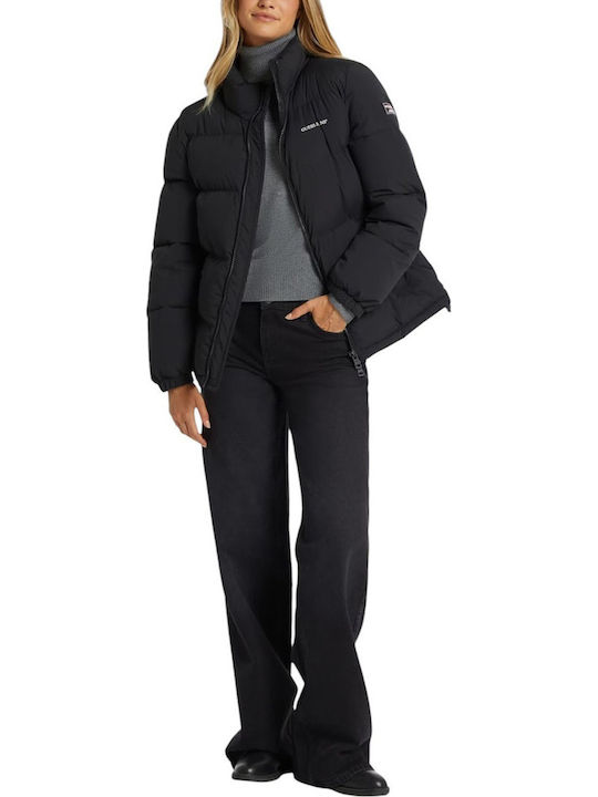 Κοντό Γυναικείο Puffer Μπουφάν για Χειμώνα Black
