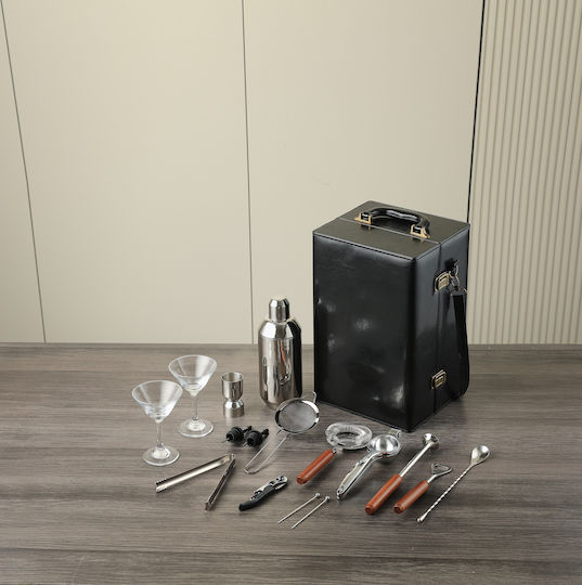 Arvada Set Portabil Shakerpro Cocktail 16 Bucăți Oțel Inoxidabil Cutie Specială Accesorii Multiple Pentru Barmani Acasă Utilizare Profesională Cadou Ideal Negru