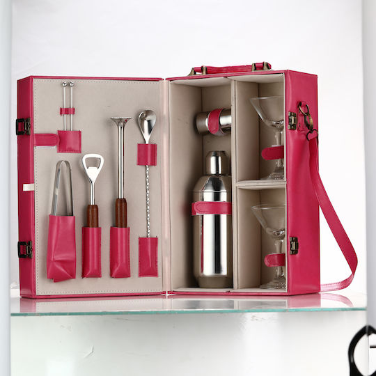 Arvada Shakerpro Set Portabil Cocktail 16 Bucăți Oțel Inoxidabil Cutie Specială Multiple Accesorii Pentru Barmani Acasă Utilizare Profesională Cadou Ideal Roz