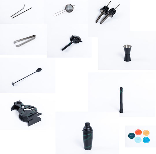 Arvada Shakerpro Set Portabil Cocktail Stil Boston Negru 14 Bucăți Accesorii Pentru Barmani Uz Profesional Acasă Cadou Ideal Negru