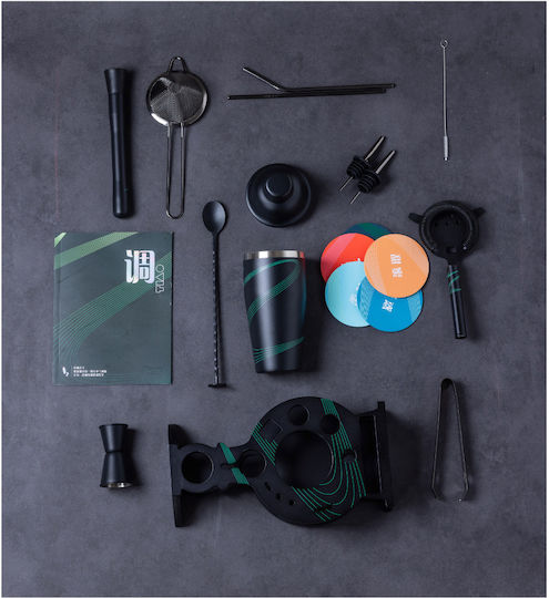 Arvada Shakerpro Set Portabil Cocktail Stil Boston Negru 14 Bucăți Accesorii Pentru Barmani Uz Profesional Acasă Cadou Ideal Negru