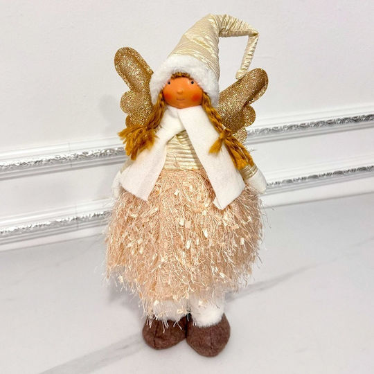 Păpușă Elf Decorativ Temă De Iarnă Costum De Înger 30 Cm Roz-Auriu