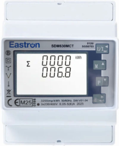 Eastron Modbus Instrument De Măsurare Panou Electric Analogic Șină Trifazat Modbus SDM630-M