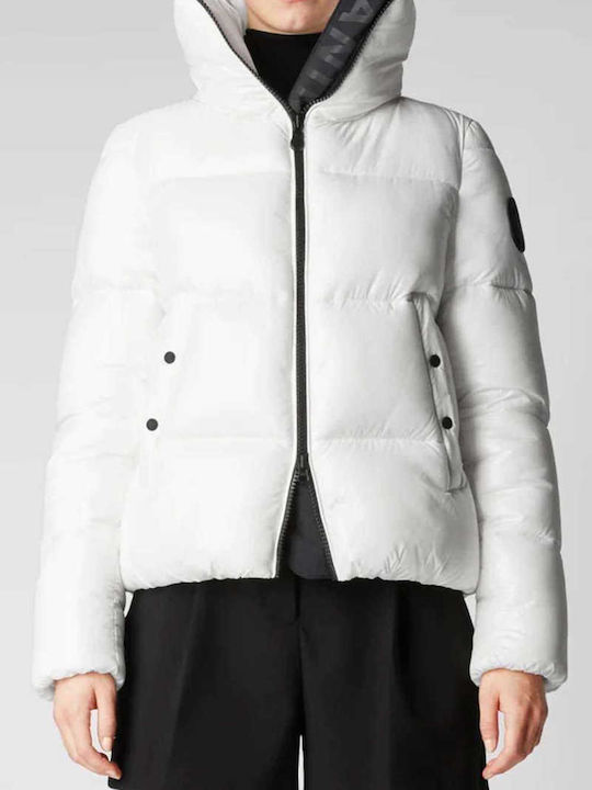 Women's Short Puffer Jacket for Winter White