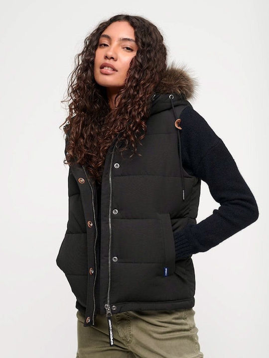 D3 Ovin Everest Faux Women's Short Puffer Jacket for Winter Black