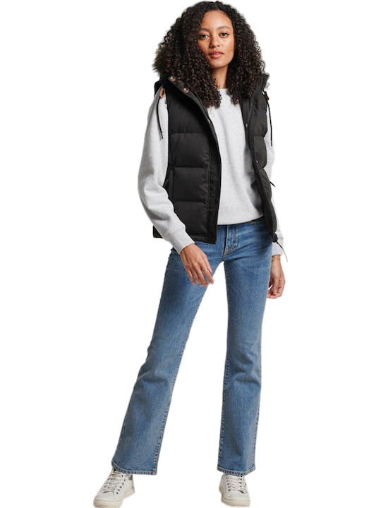D3 Ovin Everest Faux Women's Short Puffer Jacket for Winter Black