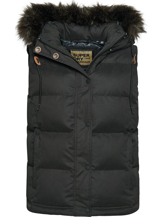D3 Ovin Everest Faux Women's Short Puffer Jacket for Winter Black
