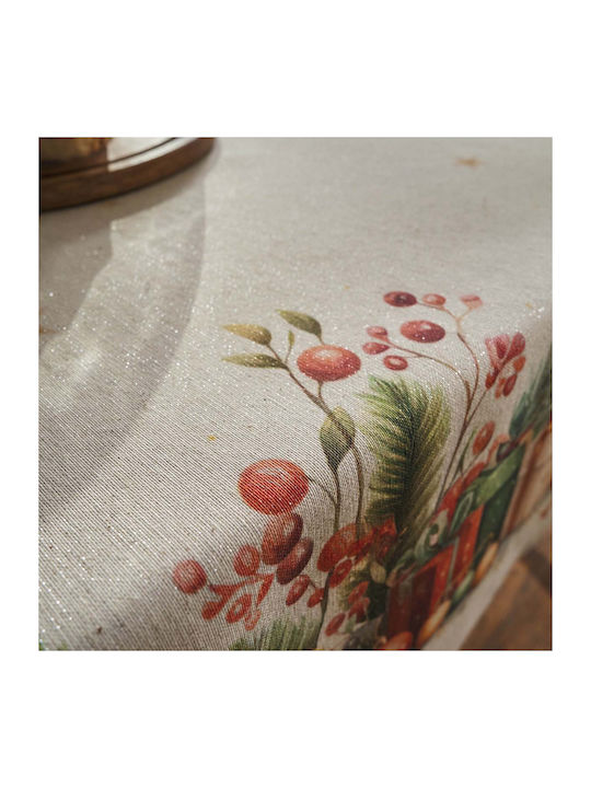 Gofis Home Weihnachtlich Tischtuch Stoff Beige L135xB135cm.