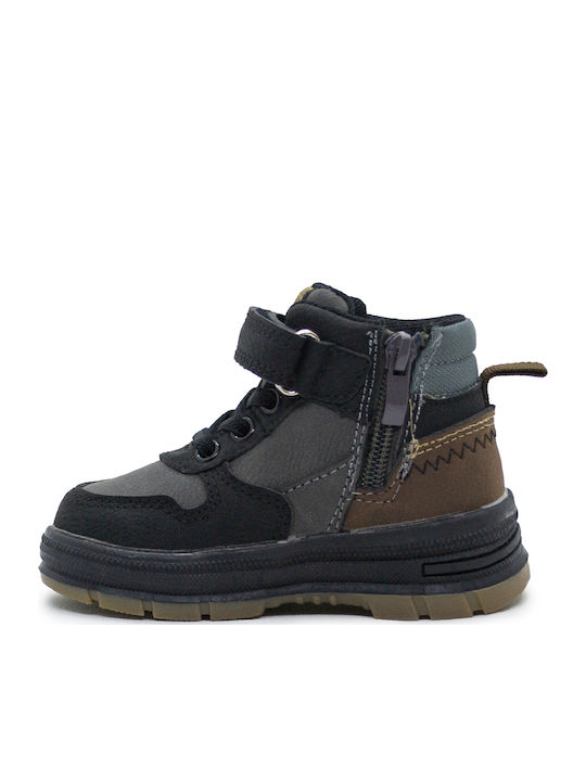 Anatomical Kids Boots with Velcro Black