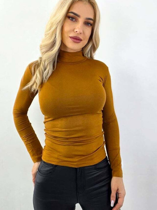 Γυναικείο Μακρυμάνικο Πουλόβερ Ζιβάγκο Caramel Brown