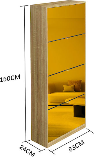 Brauner Schuhschrank aus Holz mit Klappfächern B63xT24xH150 cm