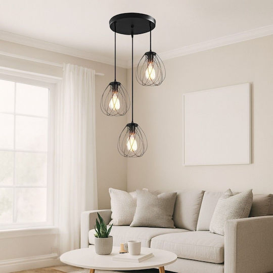 Vivalux Pendant Light Black with Socket E27 38x38x140cm