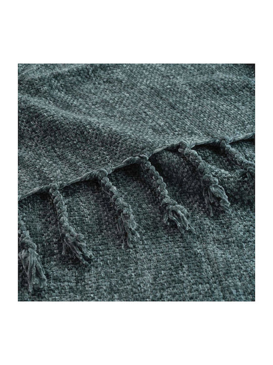 Douceur d'Intérieur Green Sofa Blanket with Fringes 125x150cm