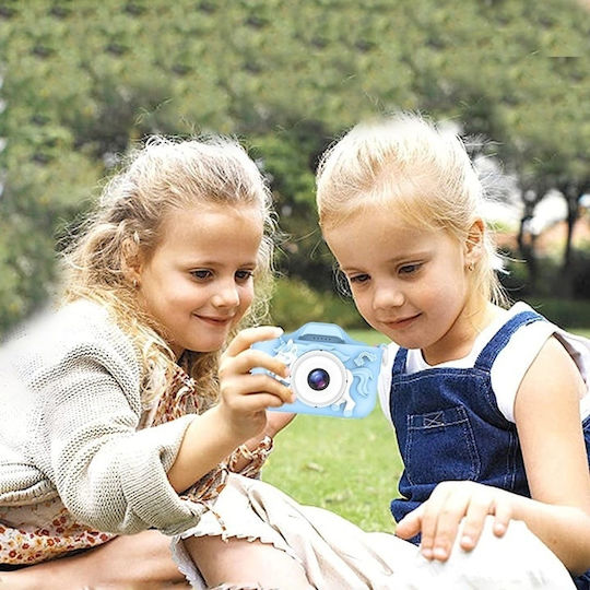 Digitale Kamera Kinder Silikonhülle Einhorn-Design USB-Kabel Tragriemen Spiele Verschiedene Foto Rahmen Blau