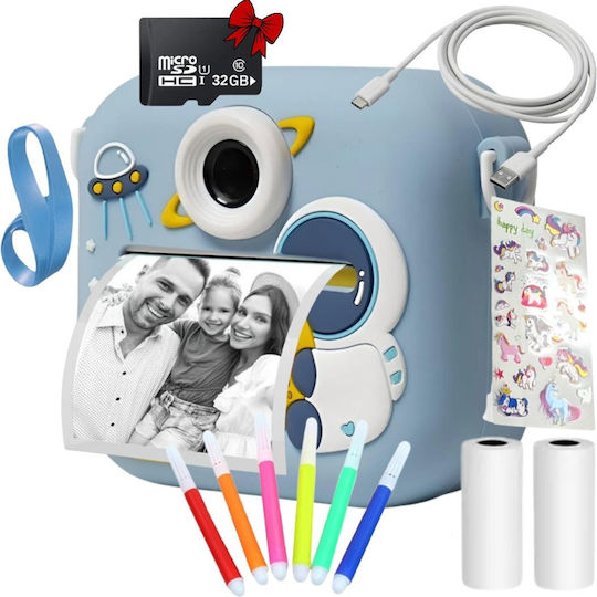 Smartic Cameră Instant Full HD 1080p Rezoluție Baterie 800mAh Ecran 2.4 Inch Card Memorie 32 Gb Funcție Imprimare Instant Joc Încorporat 3 Role Imprimare Mp3 Mod Selfie 5 Filtre