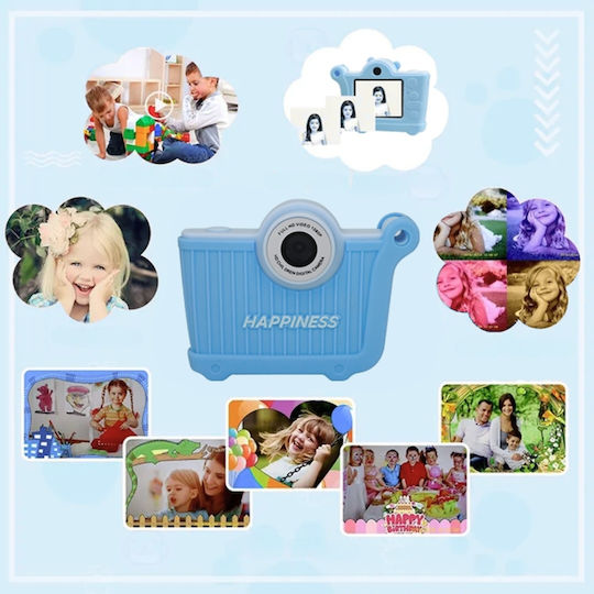 Cameră Pentru Copii Smartic Hd 1080p Rezoluție Baterie 600mah Ecran 2.4 Inch Card Memorie 32 Gb Jocuri Încorporate Mp3 Mod Selfie Usb Type-c Albastră
