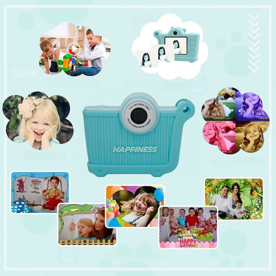 Cameră Pentru Copii Smartic Hd 1080p Rezoluție Baterie 600mah Ecran 2.4 Inch Card Memorie 32 Gb Jocuri Incorporate Mp3 Mod Selfie Usb Type-c Turcoaz