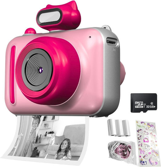 Cameră Pentru Copii Smartic Ultra HD Rezoluție 2.5K Baterie 1200mAh Ecran 2.0 Inch Card Memorie 32 Gb Funcție Imprimare Instantanee Jocuri Incorporate 3 Role Imprimare Mp3 Mod Selfie
