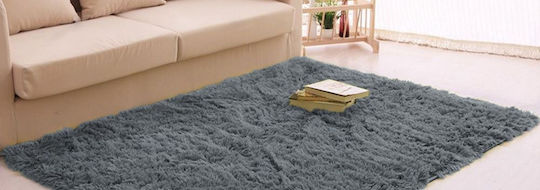 Strado Αντιολισθητικό Χαλί Ορθογώνιο Shaggy Dark Silver 250x300cm