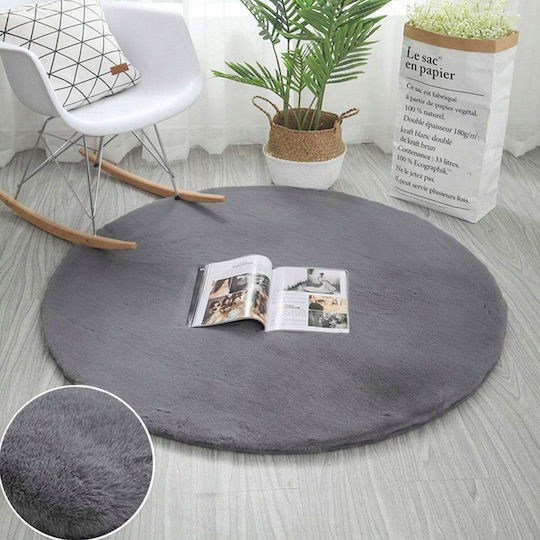 Strado Carpets Αντιολισθητικό Χαλί Στρογγυλό Light Grey Φ180cm