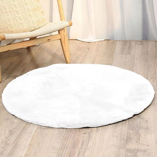 Strado Carpets Αντιολισθητικό Χαλί Στρογγυλό Shaggy White Φ200cm