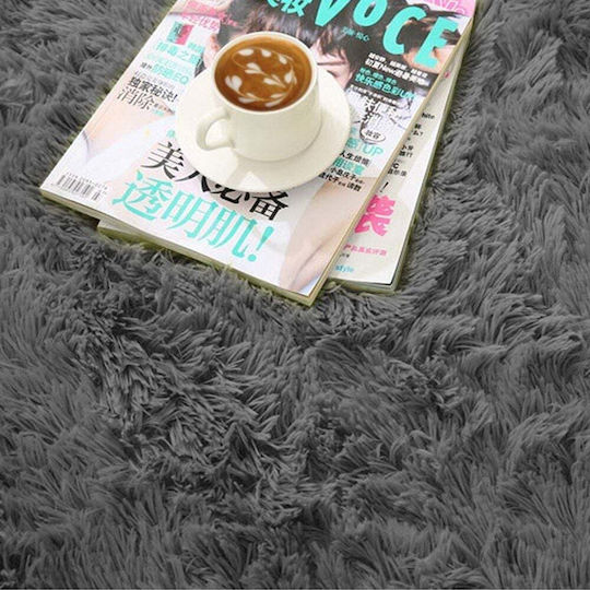 Strado Carpets Αντιολισθητικό Χαλί Στρογγυλό Shaggy Dark Grey Φ80cm
