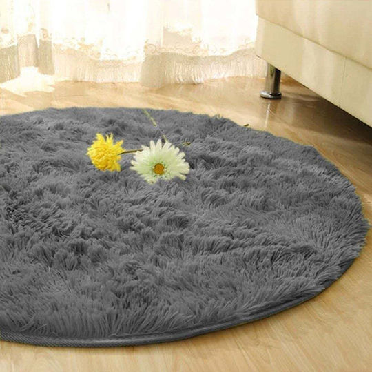 Strado Carpets Αντιολισθητικό Χαλί Στρογγυλό Shaggy Dark Grey Φ80cm