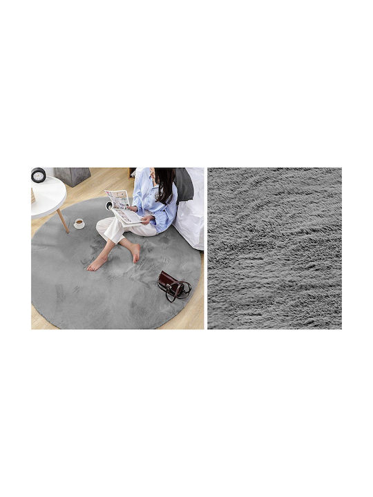 Anti-slip Rug Round Silver (light Grey)